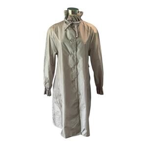 Totes Size 16 Silver Vintage Nylon Ruffled Collar Long Rain Slicker
